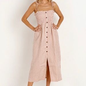 Faithfull the Brand Suki Striped Midi Dress